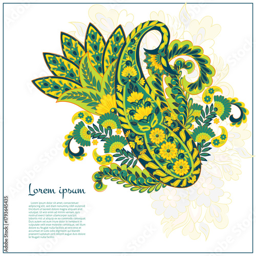 Paisley vector isolated pattern. Floral Vintage illustration