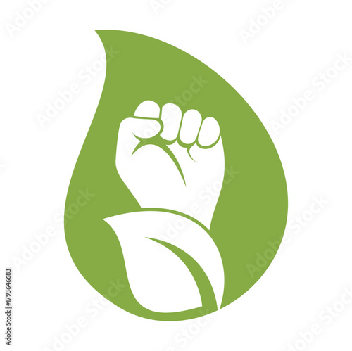 Power of nature vector logo design. Hand and eco symbol or icon.