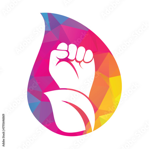 Power of nature vector logo design. Hand and eco symbol or icon.