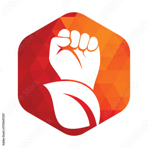 Power of nature vector logo design. Hand and eco symbol or icon.