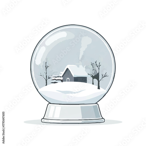 Winter Cabin Snow Globe Illustration

