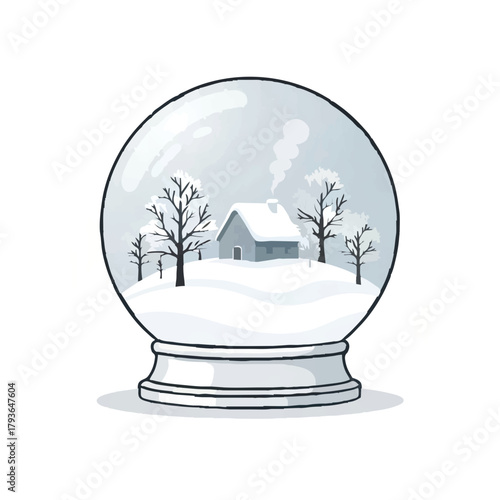 Winter Cabin Snow Globe Illustration


