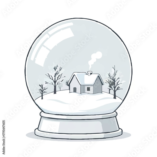 Winter Cabin Snow Globe Illustration

