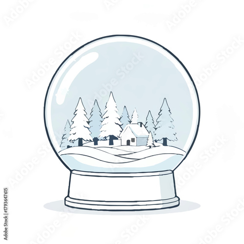 Winter Cabin Snow Globe Illustration

