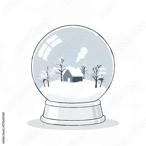 Winter Cabin Snow Globe Illustration

