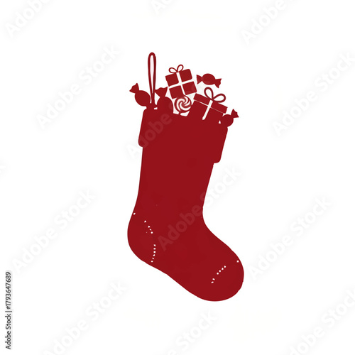 Christmas Stocking Silhouette Filled with Gifts

