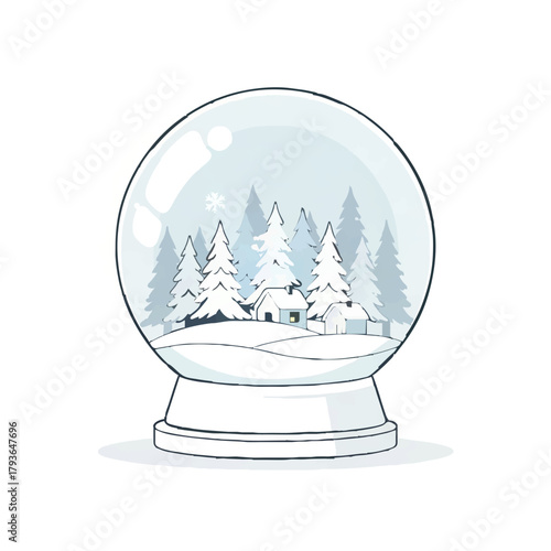 Winter Cabin Snow Globe Illustration

