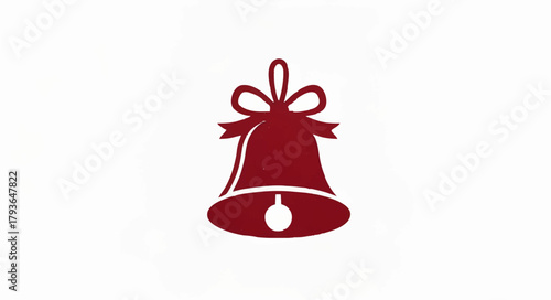 Red Christmas Bell with Ribbon Bow Illustration

