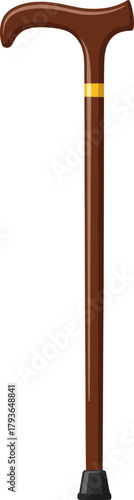 Elegant traditional walking cane with wooden handle and metallic accents perfect for style and