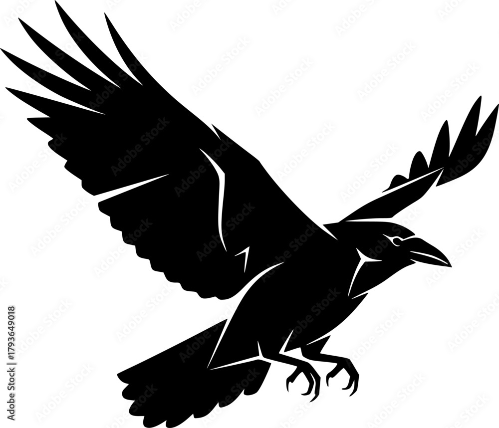 Fototapeta premium crow silhouette line art vector illustration with a white background 