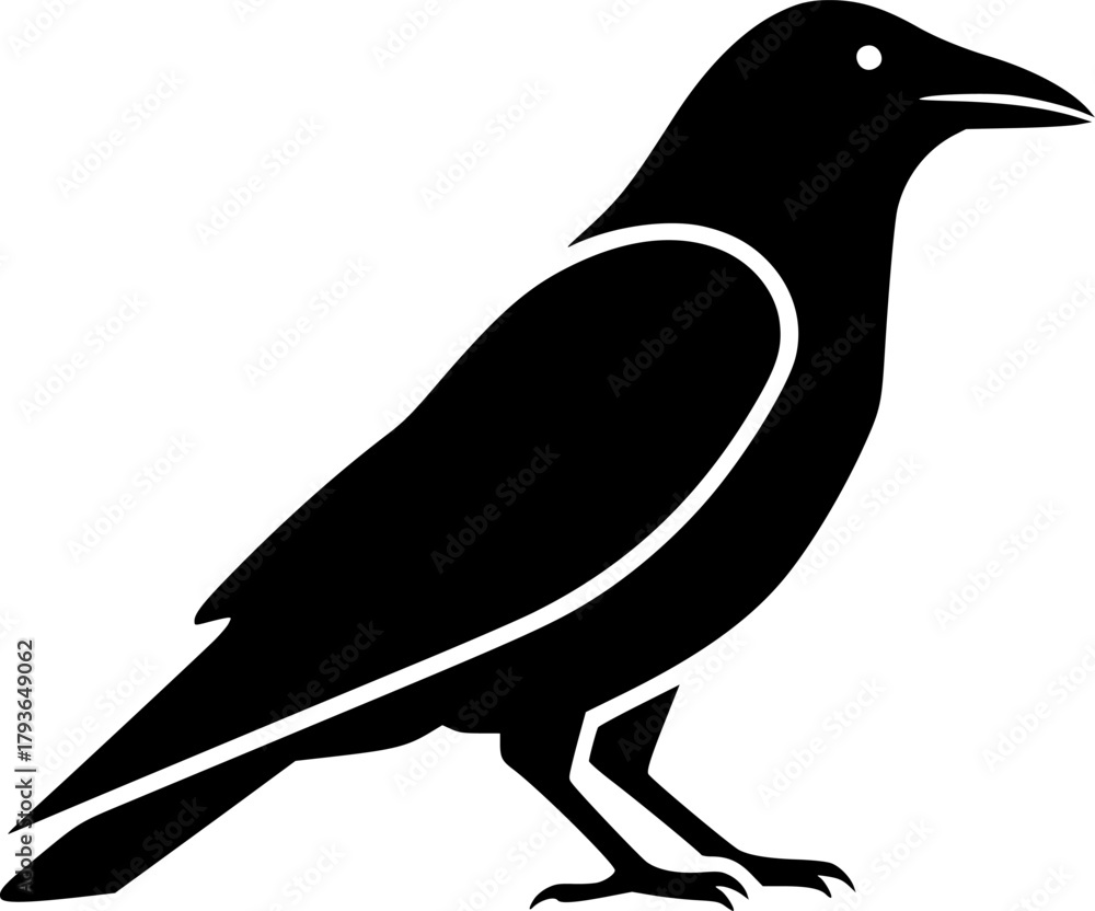 Fototapeta premium crow silhouette line art vector illustration with a white background 