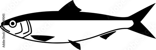 sardine silhouette line art vector illustration with a white background
