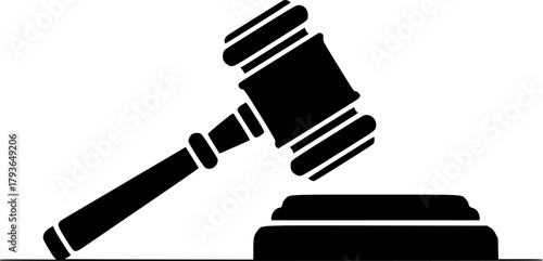 Black Gavel and Sound Block Depicting Courtroom Justice and Legal System Authority
