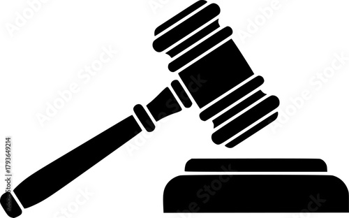 Black Gavel and Sound Block Depicting Courtroom Justice and Legal System Authority
