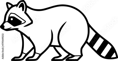 raccoon silhouette line art vector illustration with a white background

