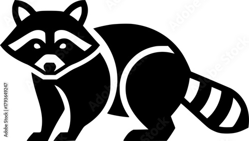 raccoon silhouette line art vector illustration with a white background
