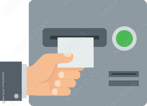Person Using an Automated Teller Machine to Withdraw Cash in a Modern Banking Environment