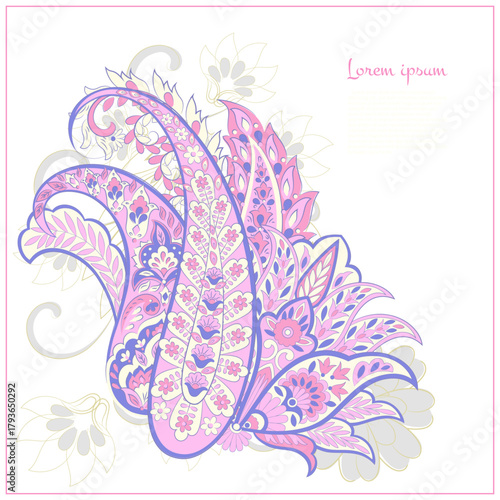 Paisley Floral oriental ethnic Pattern. Vector Damask Ornament