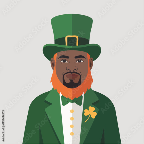 African American leprechaun character isolated on white background