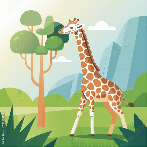 Zoo filled with wildlife - outdoor scene 2D vector illustration