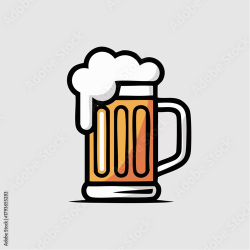 Beer logo with carbonated alcoholic drink in glass mug