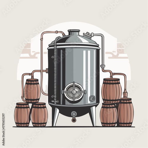 Brewery and microbrewery concept with industrial equipment