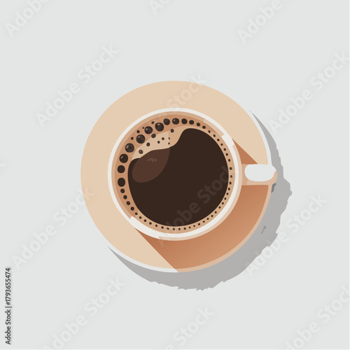Coffee logo concept with a steaming mug of java on a saucer isolated