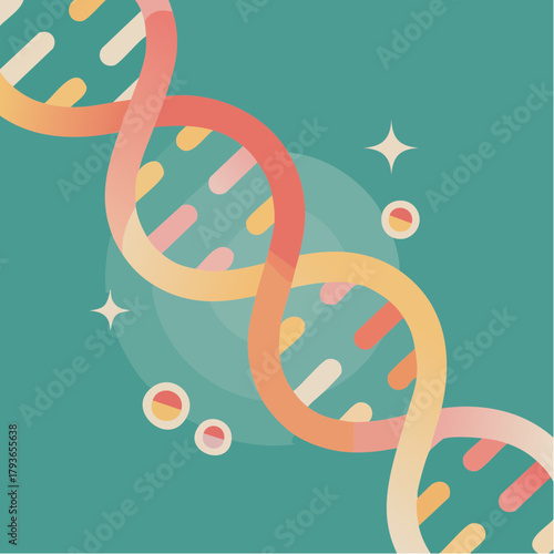 Genetics, DNA, and genome concept 2D vector illustration