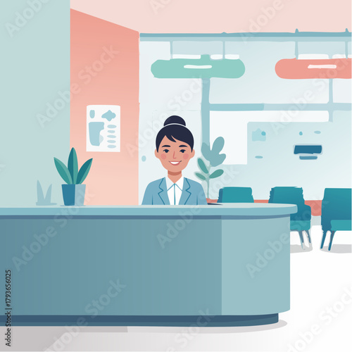 Hospital and healthcare concept - 2D vector illustration of a clinician working in the hospital