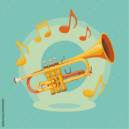 2d vector illustration of a trumpet musical instrument