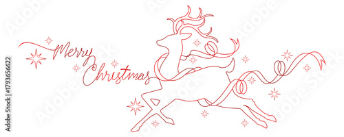 Reindeer for Christmas decoration, line art style vector 1.eps