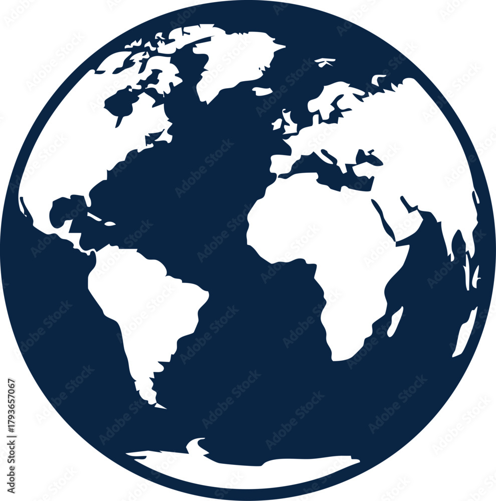 Obraz premium Blue globe earth icon showing world map for global environment theme