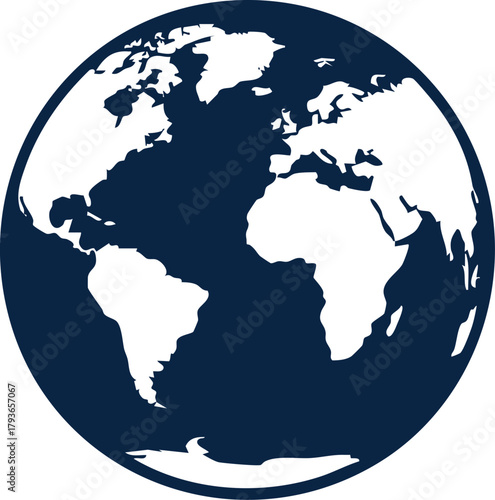 Blue globe earth icon showing world map for global environment theme