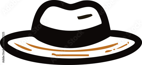 Stylish wide brim hat icon with simple line accent for fashion design
