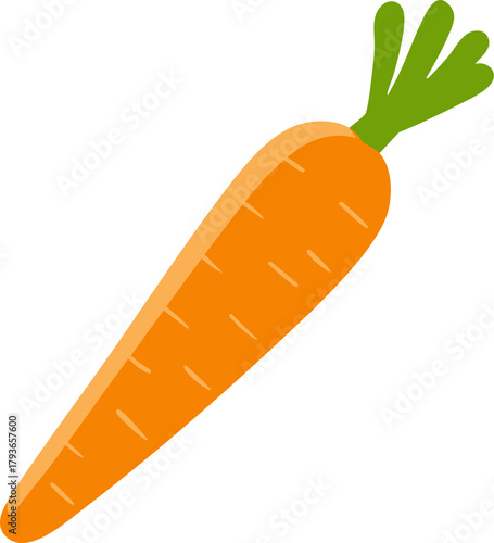 Fresh orange carrot vegetable icon with green leaf top on white