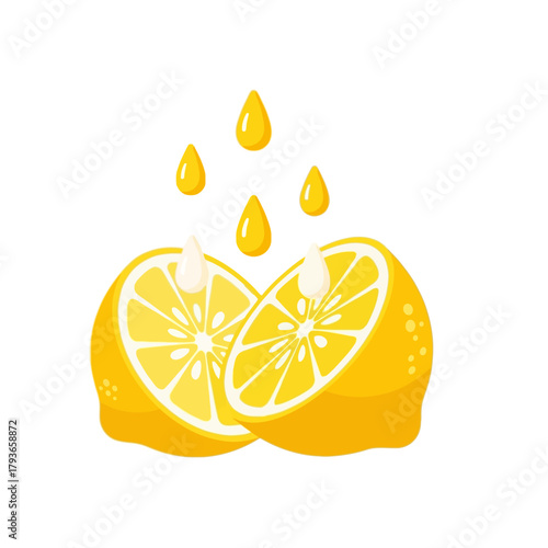 Fresh lemon slices with juice drops
