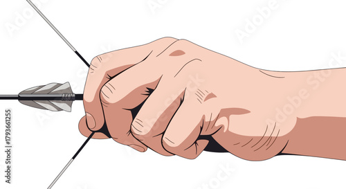 Hand Holding Arrow Aiming for Target Archery Concept
