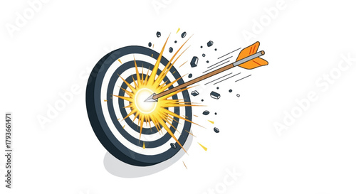 Achieving Goals Arrow Hitting Center of Target Business Success Metaphor