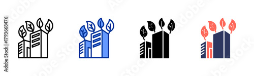 Green Building icon sheet multiple style collection