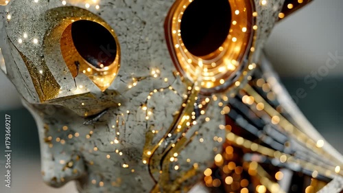 Abstract Metallic Sculpture with Golden Accents: A Modern Art Installation for Home Decor and Creative Expression