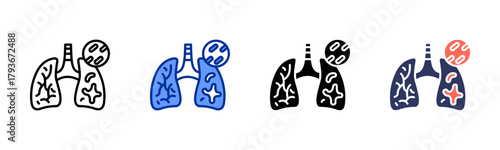 Tuberculosis Lungs icon sheet multiple style collection