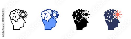 Meningitis Brain icon sheet multiple style collection