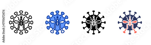Zika Virus icon sheet multiple style collection