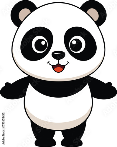 Cute Cartoon Panda Illustration Standing Upright on a White Background