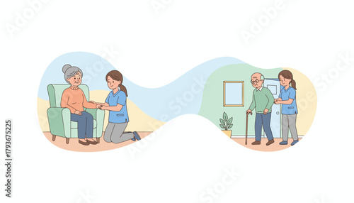 Professional caregiver providing compassionate assistance and support to elderly patients at home