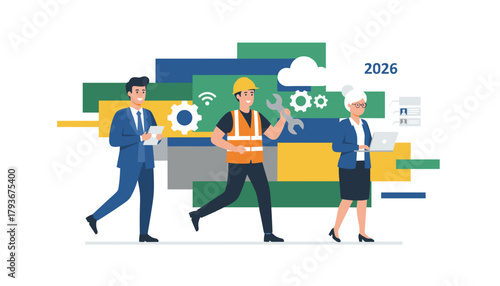 Diverse team collaboration worker businessman and executive planning the future of industry 2026