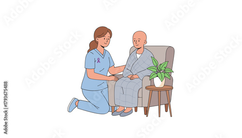 Compassionate nurse helps patient recovering from illness Supportive medical care concept