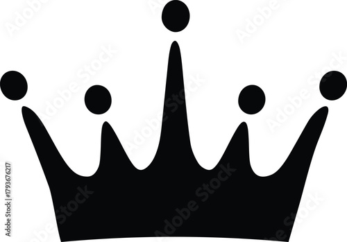 Elegant black crown silhouette symbol of royalty and power illustration