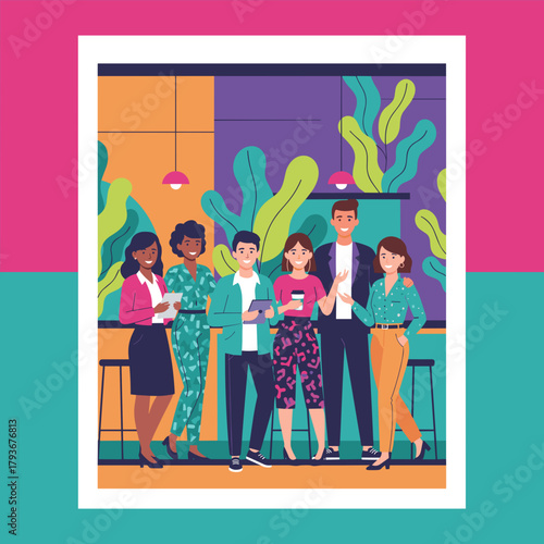 Happy diverse business team meeting in a modern vibrant green office or coworking space Collaboration concept