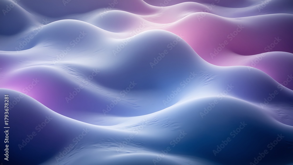 Obraz premium Soft abstract undulating waves with purple and blue gradients.